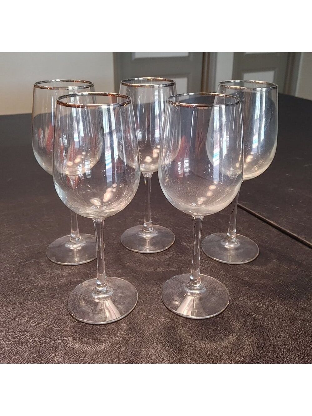 Vintage Silver Rimmed Wine Glasses Set of 5